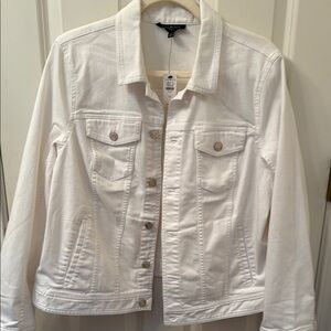 Talbots White Jean Jacket Structured Cropped Fit